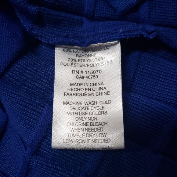 Nina Leonard Womens Open Front Blue Cardigan Textured Size S Classic Preppy - Picture 6 of 6